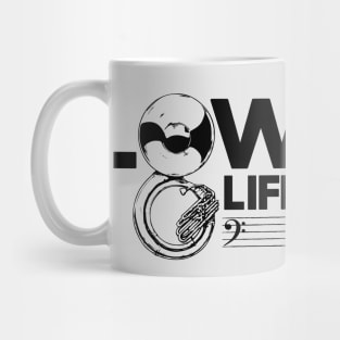 Vintage Low Life // Bass Clef Joke // Funny Tuba Player // Retro Sousaphone Player Mug